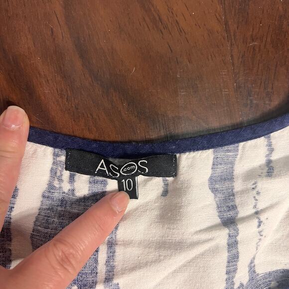 ASOS Blue and White Mini Short Dress Size US 6 - Picture 2 of 9